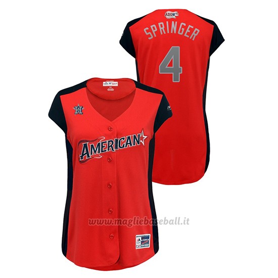 Maglia Baseball Donna Houston Houston Astros 2019 All Star Game Workout American League George Springer Rosso